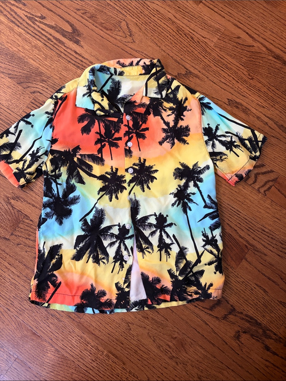 3/$15 Boys palm tree button up
